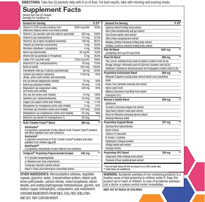 4Life RiteStart Women - Daily Nutritional Pack Supports Immune System Health - Daily Supplement Formula with Zinc, Vitamin C, Biotin, Iron, and Selenium - 1 Box (30 Packets)