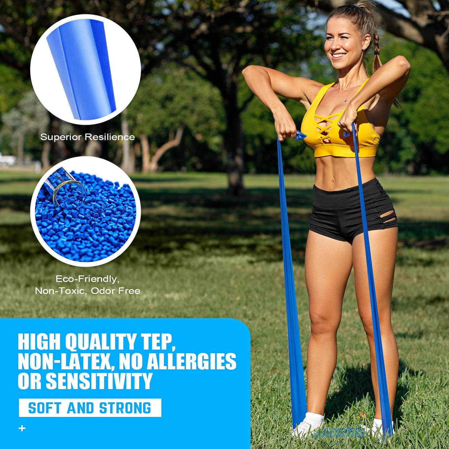 HPYGN Exercise Bands, Resistance Bands for Working Out Women and Men, Physical Therapy, Yoga, Pilates, Rehab, Fitness, Strength Training Starter Set Suitable for Home Workouts or The Gym Workouts