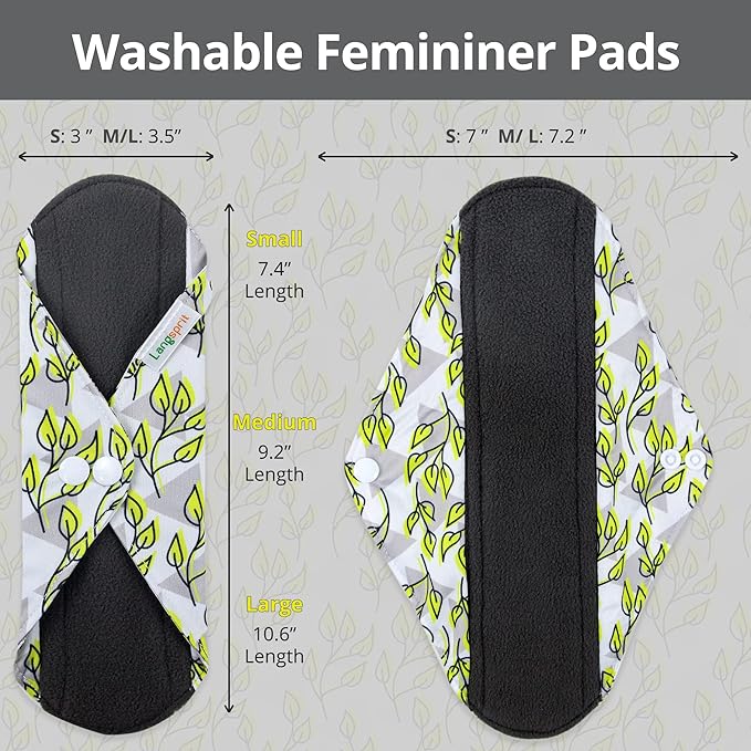 7pcs Set 1 pc Mini Wet Bag +6pcs Absorbent Reusable Sanitary Pads/Washable Cloth Menstrual Pads（Spring,S…