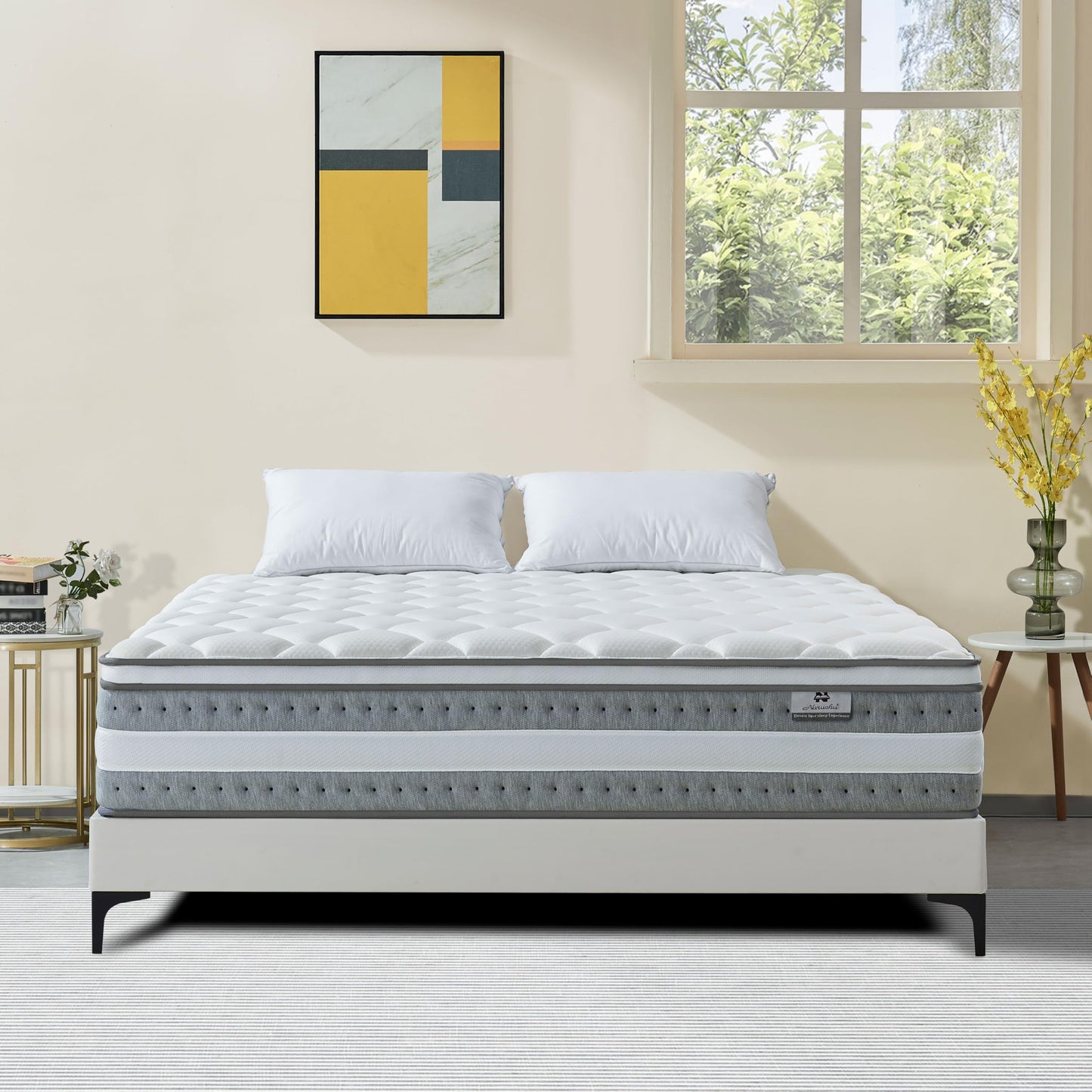 Naruchu Full Size Mattress, 12 Inch Memory Foam, Independent Spring, Soft and Comfortable Medium Firm Hybrid Mattress in A Box, Pressure Relief