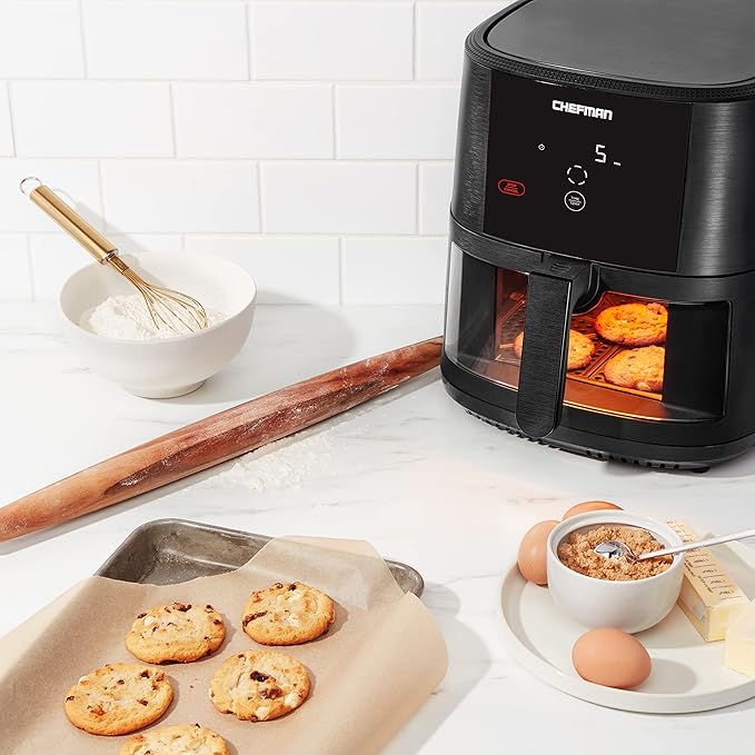Chefman TurboTouch Easy View Air Fryer, The Most Convenient And Healthy Way To Cook Oil-Free, Watch Food Cook To Crispy And Low-Calorie Finish Through Convenient Window, 8 Qt