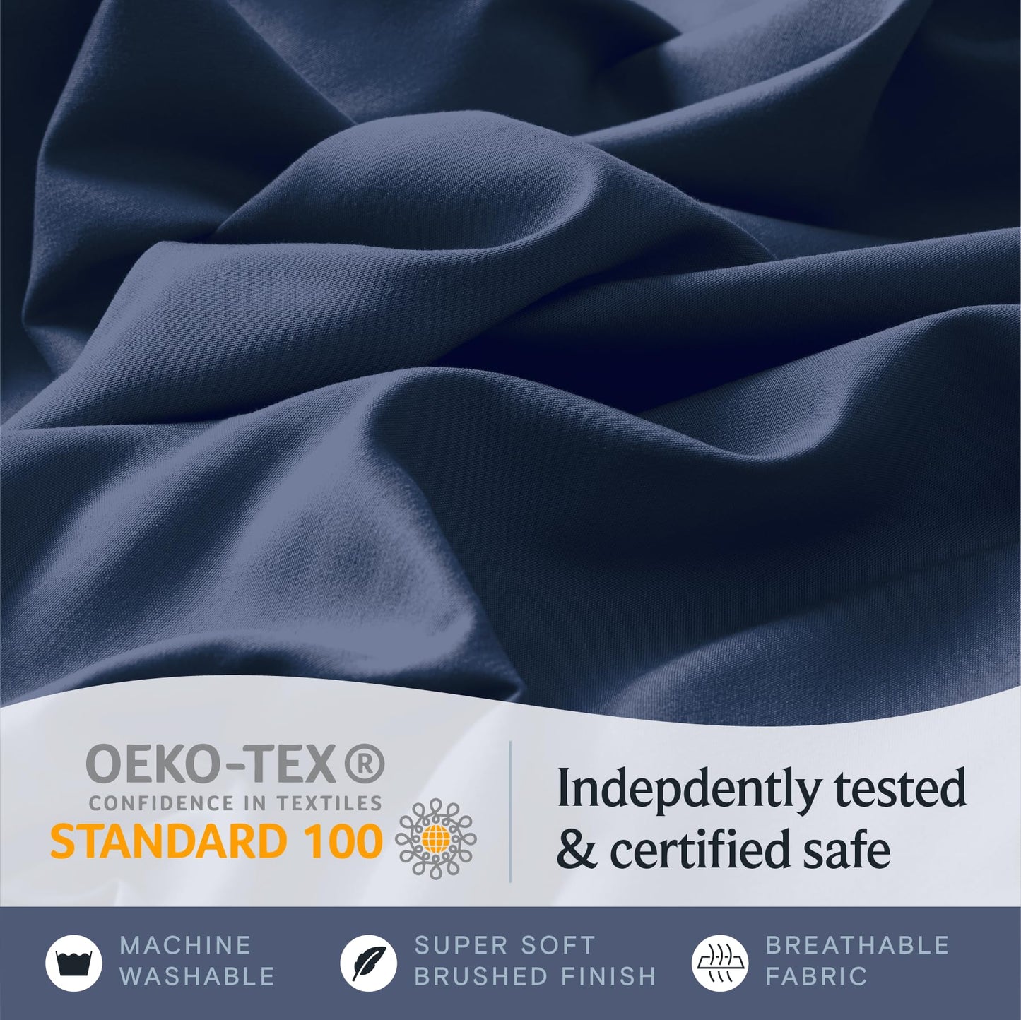 LuxClub Bed Linen Set, 6Pcs King Microfiber Sheets, Deep Pocket Cooling Breathable Hotel Bedding, Navy