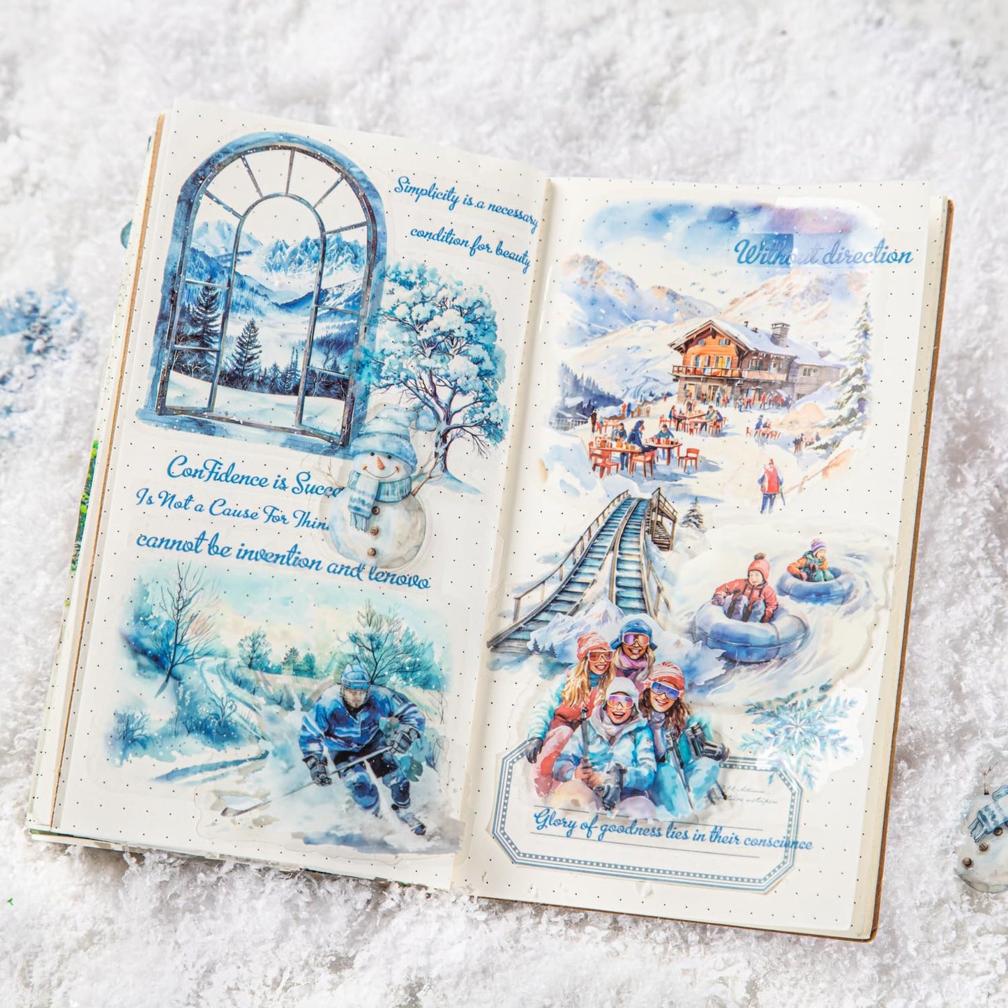 AuriicLeaf Snow Scene PET Stickers Set, 150PCS Winter Stickers for Scrapbooking, Journaling, DIY Crafts, and Art Supplies