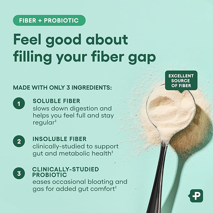 Physician's CHOICE Fiber & Probiotic Powder - Supports Regularity, Bloating, Gas, & Digestive Health - Organic Prebiotic - Sugar Free Fiber Supplement for Women & Men - Unflavored - 8.7oz