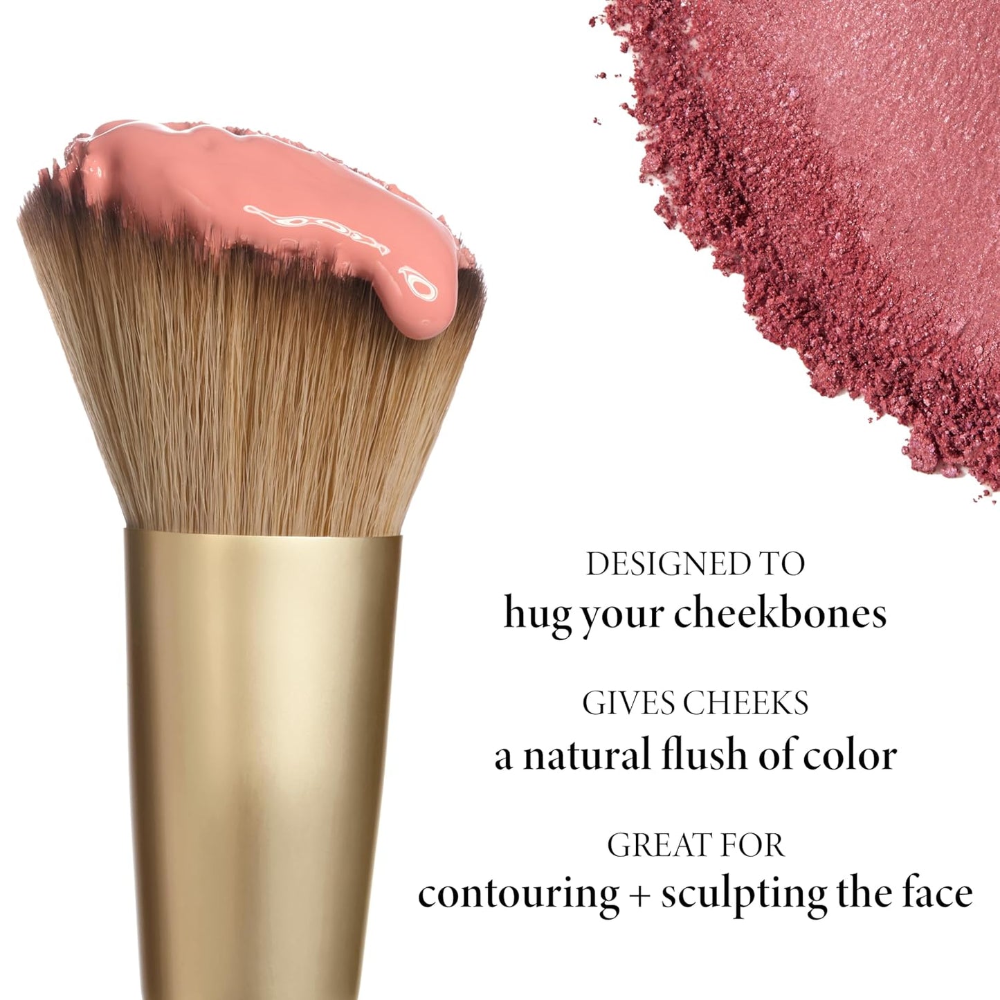 LAURA GELLER NEW YORK Angled Blush Brush with Black Wooden Handle & Dense Bristles for Makeup Application