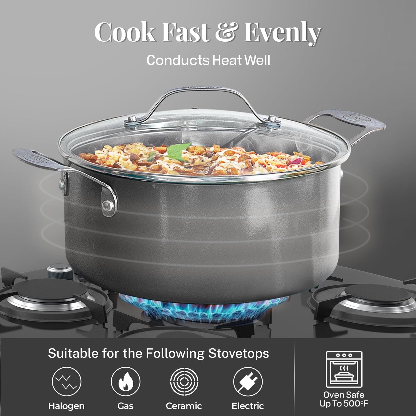 Gotham Steel 12 Pc Ceramic Pots and Pans Set Non Stick, Kitchen Cookware Sets, Pot and Pan Set, Ceramic Cookware Set, Non Toxic Cookware Set, Non Stick Pots and Pan Set, Oven Dishwasher Safe - Copper