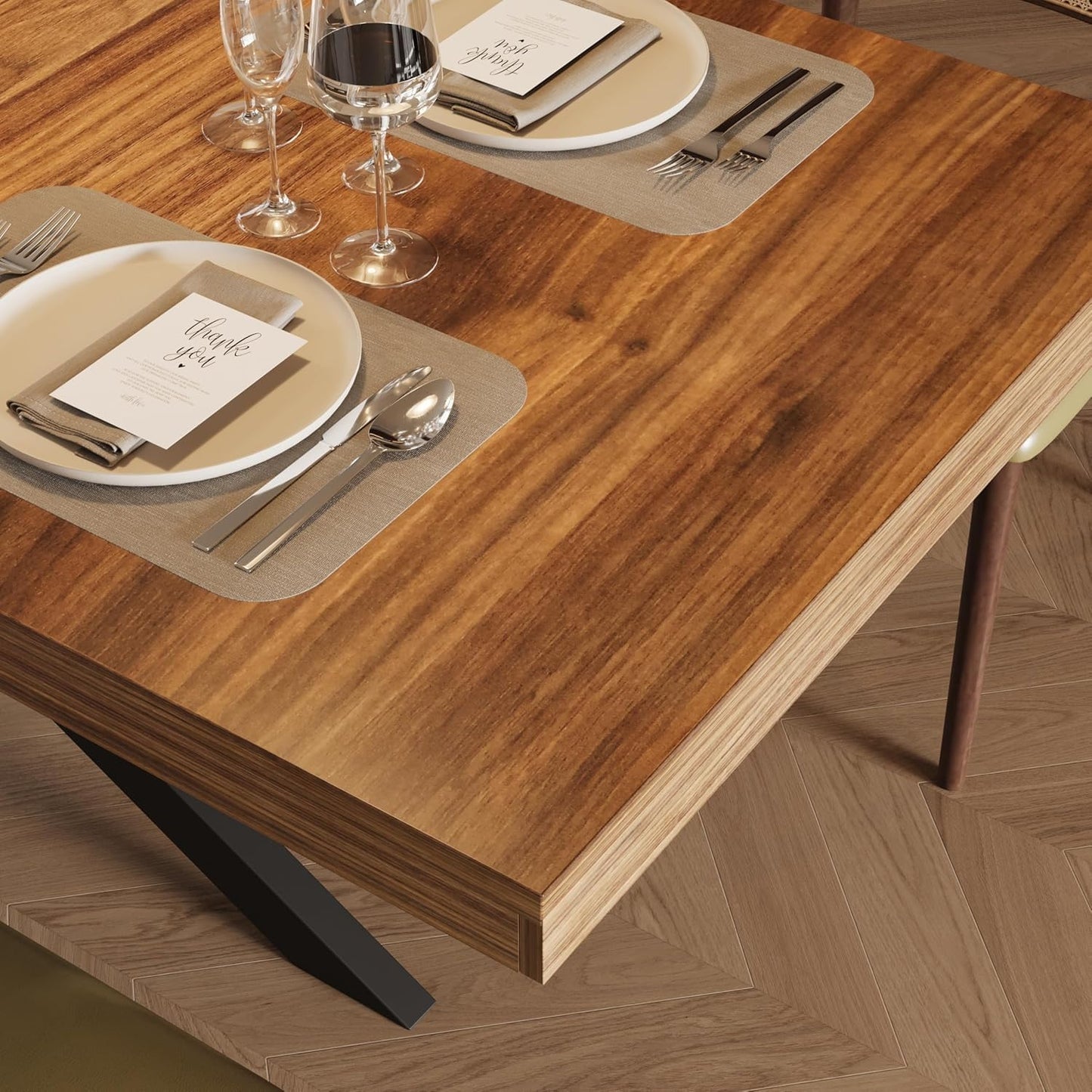 CayugaCrekrd 59"-78.7" Extendable Dining Table for 4 6 8 People, Wooden Kitchen Table with Hidden Storage, Dining Room Tables for Living Room, Kitchen, Brown