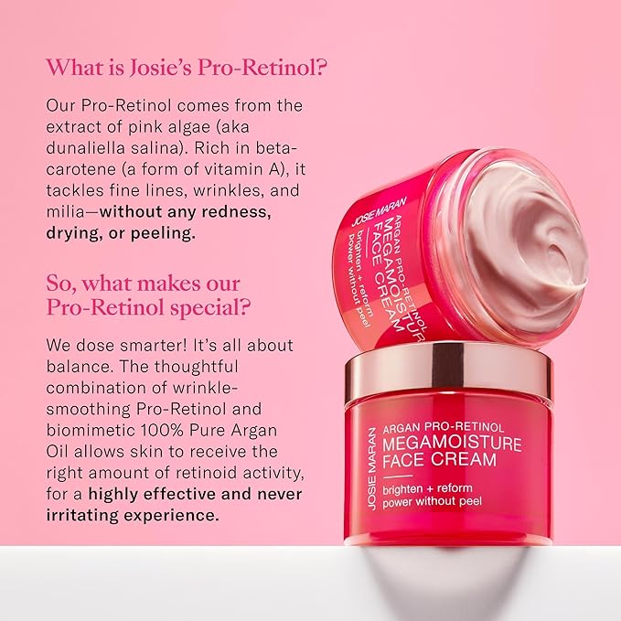 Josie Maran Pro-Retinol Face Cream - Anti Aging Retinol Cream with Pure Argan Oil & Aloe Juice - Delivers Intense Hydration for Plumper Skin & Reduces Wrinkles with Zero Irritation (1.69 oz)