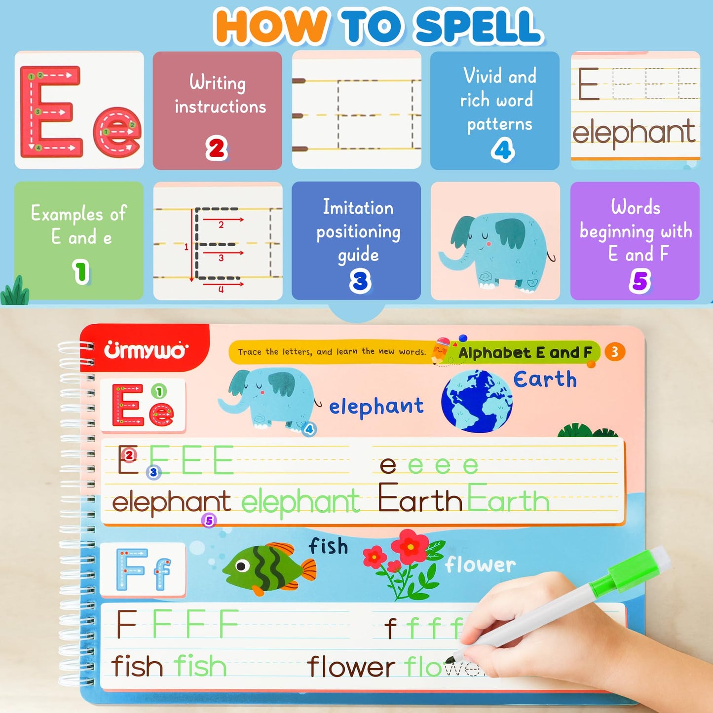 Preschool Learning Activities - Tracing Activity Books for Kids Ages 3-5 - Preschool Kindergarten Workbooks Age 3-4 - Toddler Handwriting Practice Alphabet Learning Educational Toys Gifts for Kids