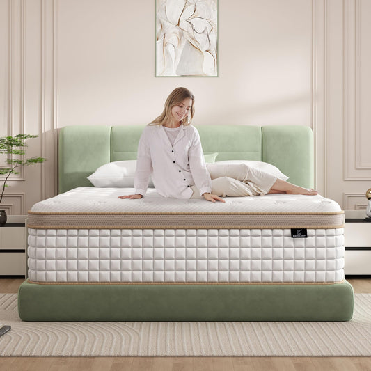 Firm King Mattress, [Enhanced] 12 Inch King Size Hybrid Mattress with Gel Memory Foam & Independent Pocket Springs, Pressure Relief, Strong Edge Support, 365-Night Trial, CertiPUR-US