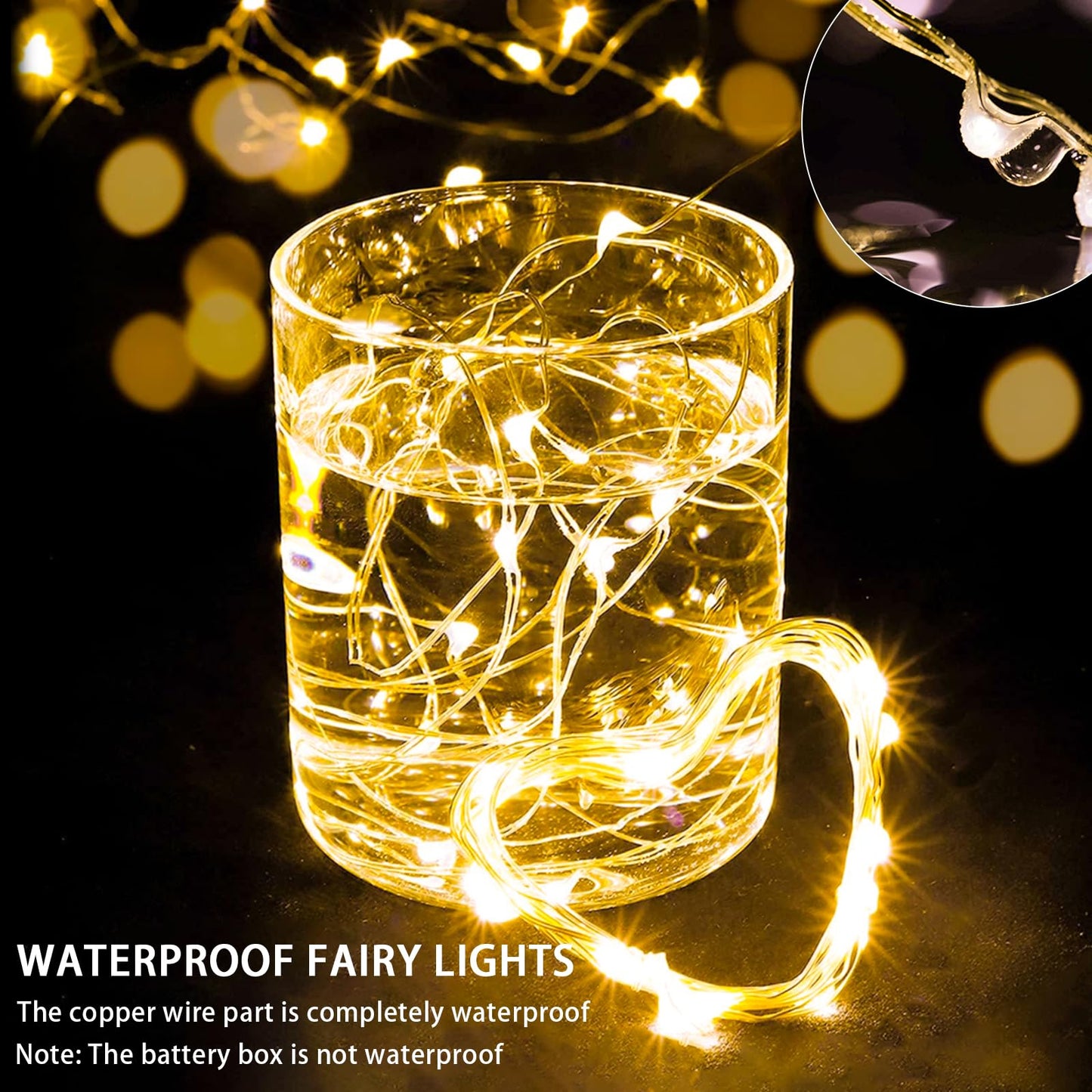 chzk 100 Pack LED Fairy Lights Battery Operated, 7Ft 20LED Mini String Lights Waterproof Twinkle for Mason Jars Wedding Christmas Party Bedroom Decor