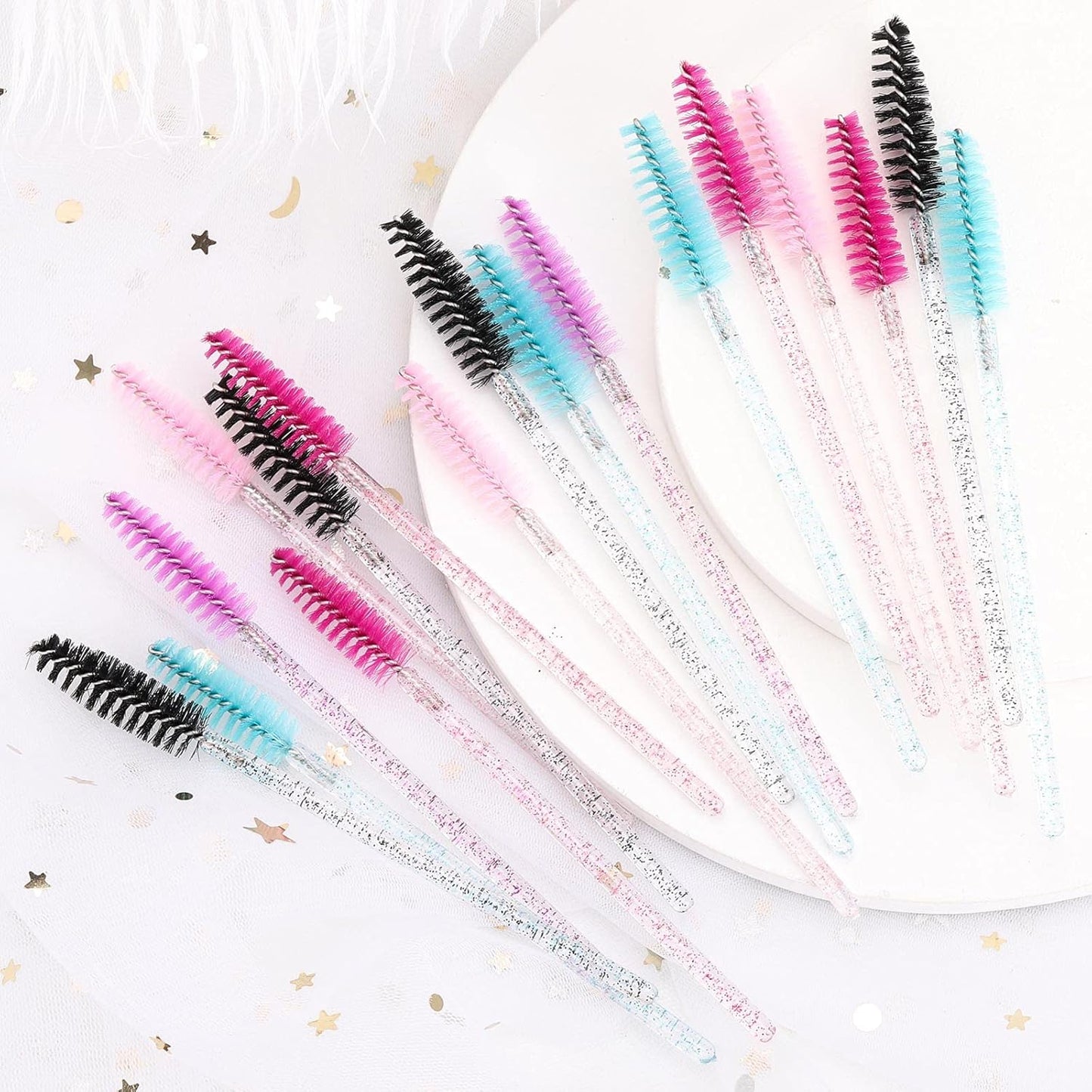Tbestmax 2000 Disposable Mascara Wands Eyelash Brush Spoolies for Eyebrow Eye Lash Extension Colorful