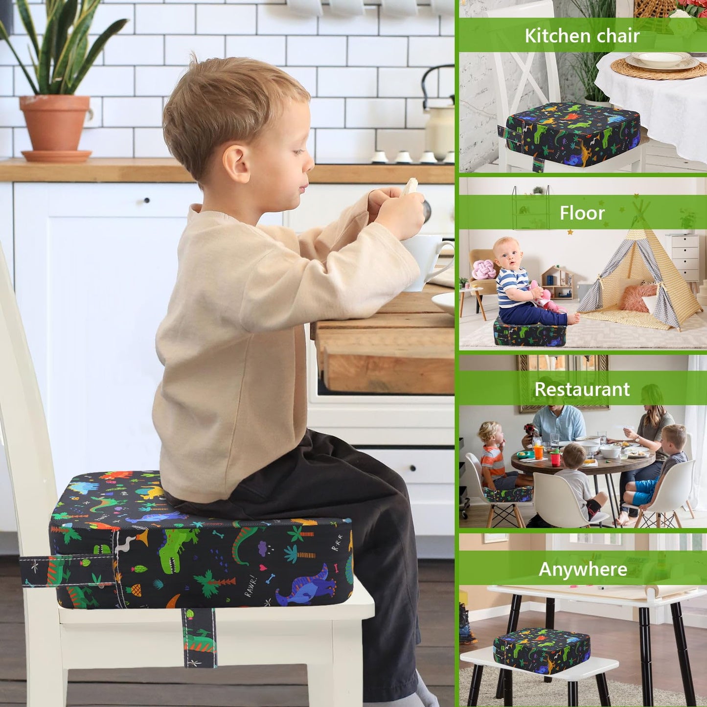 Booster Seat for Kitchen Chair - Toddler Non-Slip Portable Height Increasing Strong Support Seat Cushion Comfortable Detachable Easy to Clean Washable Booster Seat for Dining Table