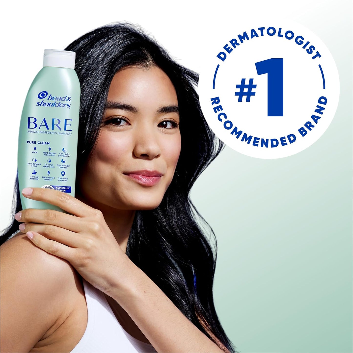 Head & Shoulders BARE Dandruff Shampoo Twin Pack, Soothing Hydration, Sulfate-Free, Silicone-Free, Dye-Free, Eco-Friendly Bottles, Safe for All Hair Types, 13.5 Fl Oz Each (Set of 2)