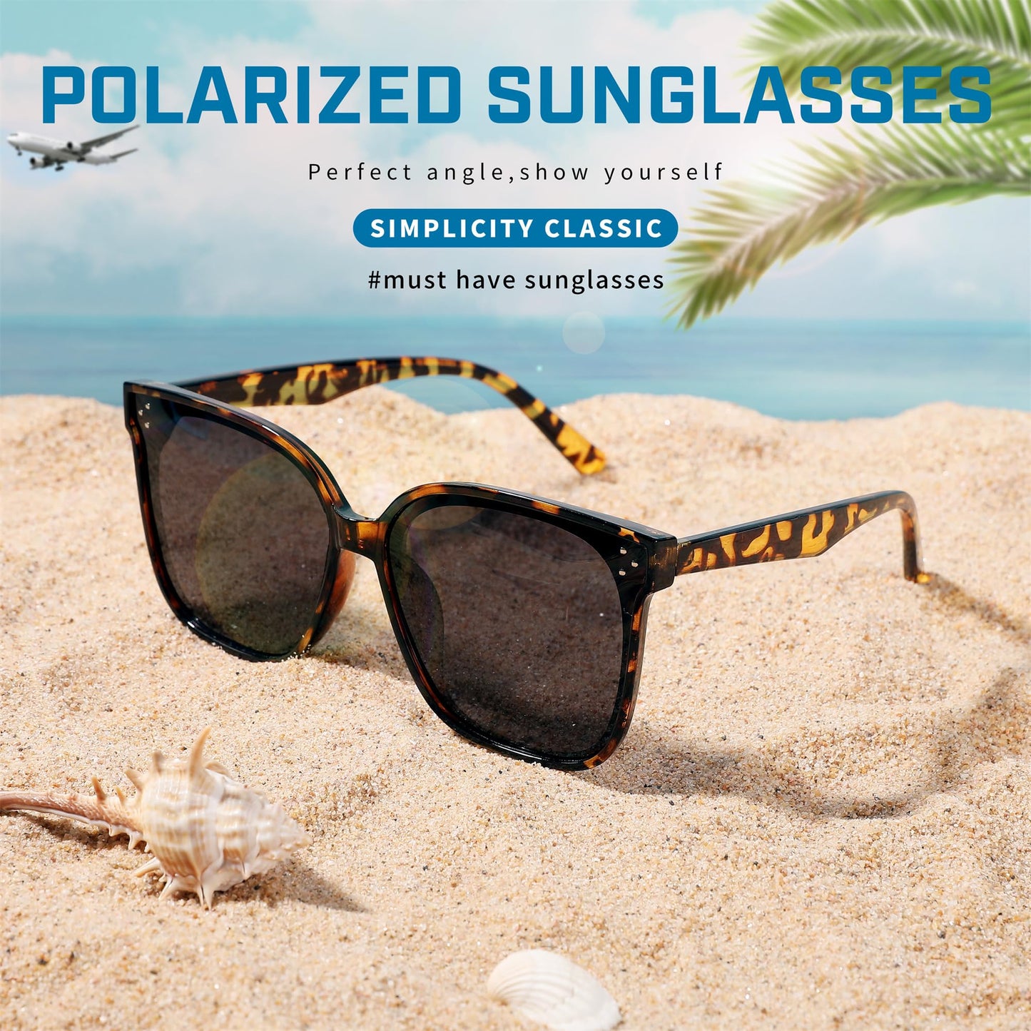 FEISEDY Oversized Polarized Sunglasses - UV400 Protection, Square Fashion Sun Glasses for Outdoor & Daily B2600 Camouflage