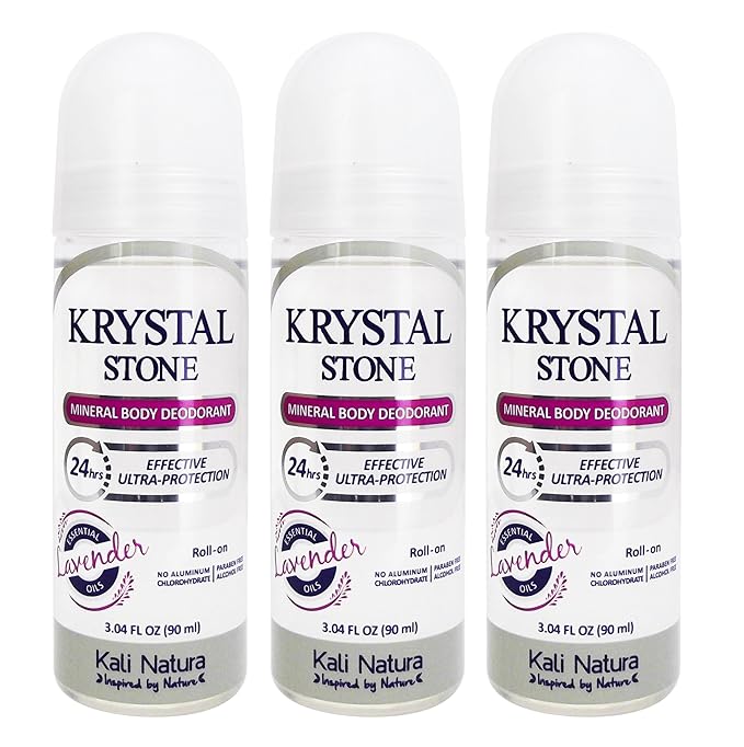 Deodorant 3-Pack LAVANDER Roll On of Potassium Alum with Aloe Vera - VEGAN. CRUELTY FREE. ECO-FRIENDLY