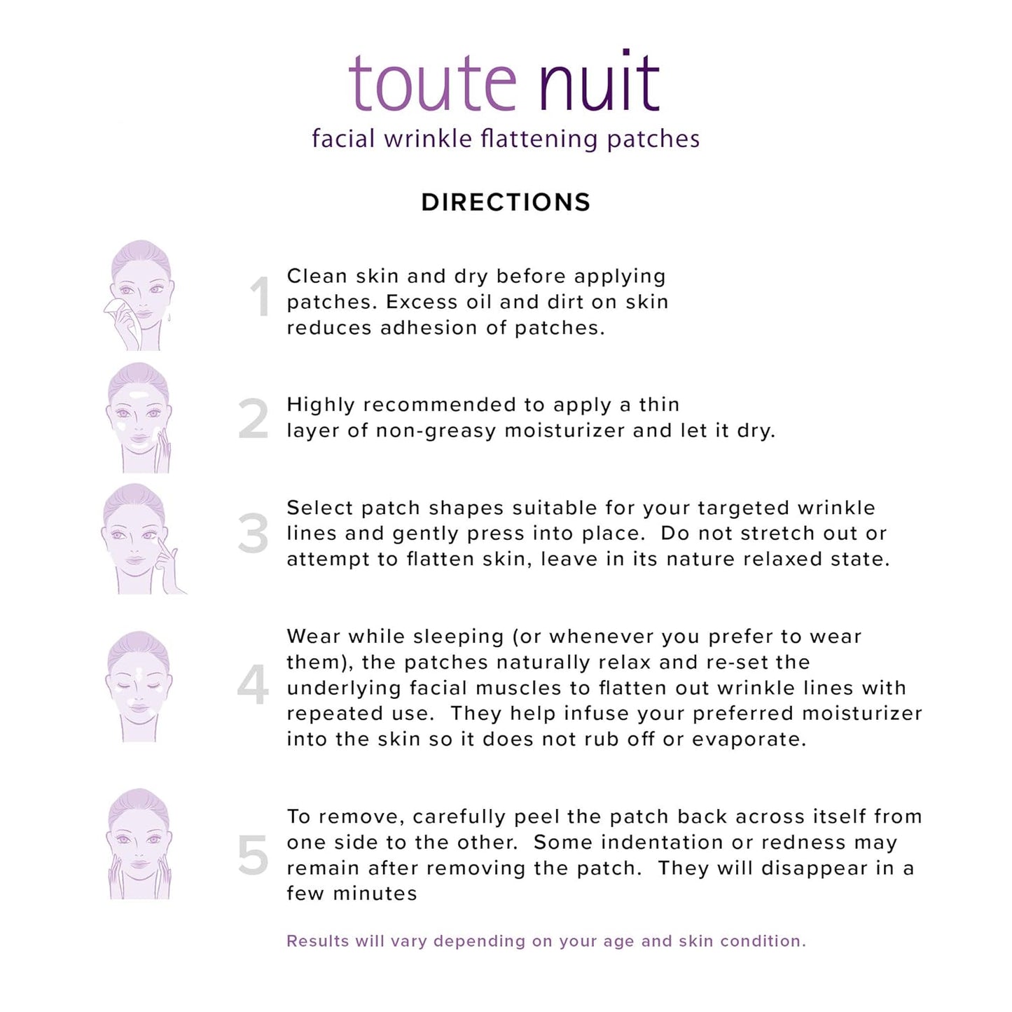 Toute Nuit Wrinkle Patches – Y Shape – Face Tape for Forehead, Between the Eyes & Around Mouth – Hypoallergenic Anti Wrinkle Patches – 20 Count, Made in USA