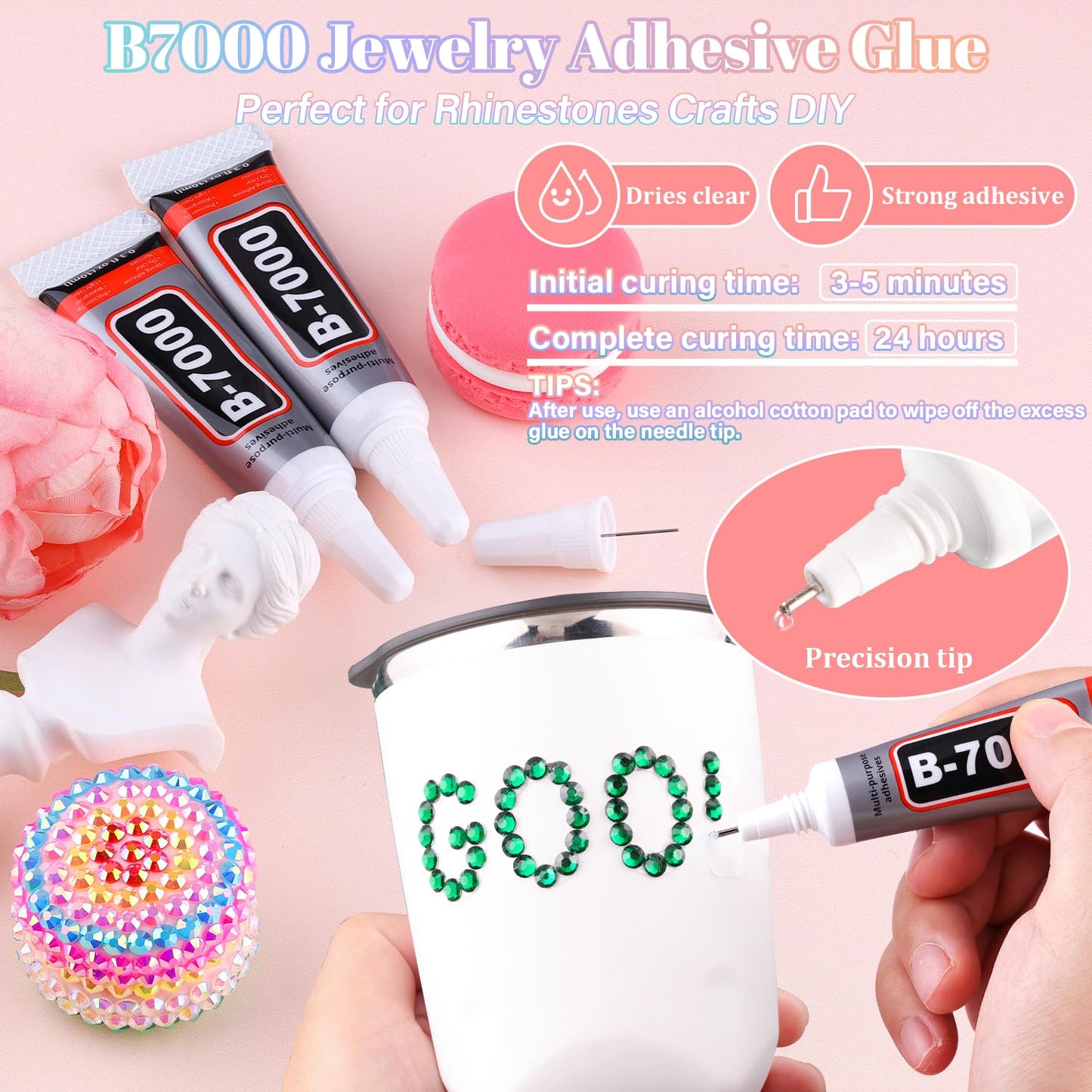 30000Pcs Resin Rhinestones for Bedazzling with 3Pcs B7000 Jewelry Glue, Emerald Green Flatback Gems Rhinestones for Crafting, Clothing Tumblers Mugs Shoes Fabric Decor Nail Art