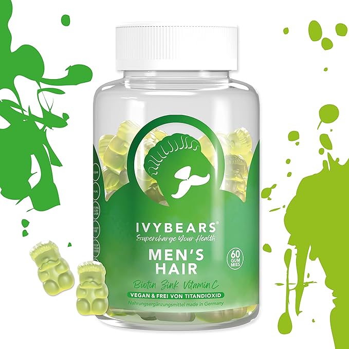 Men’s Hair Vitamins and Boost Energy Gummies - 60 Count