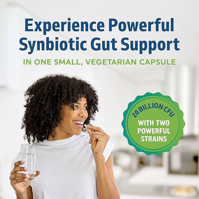 Prebiotics and Probiotics for Women & Men | Pre and Probiotics for Gut Health & Bloating Relief | Synbiotic with 20 Billion CFU Lactobacillus & Bifidobacterium | Shelf-Stable | Vegetarian | 60 Ct.