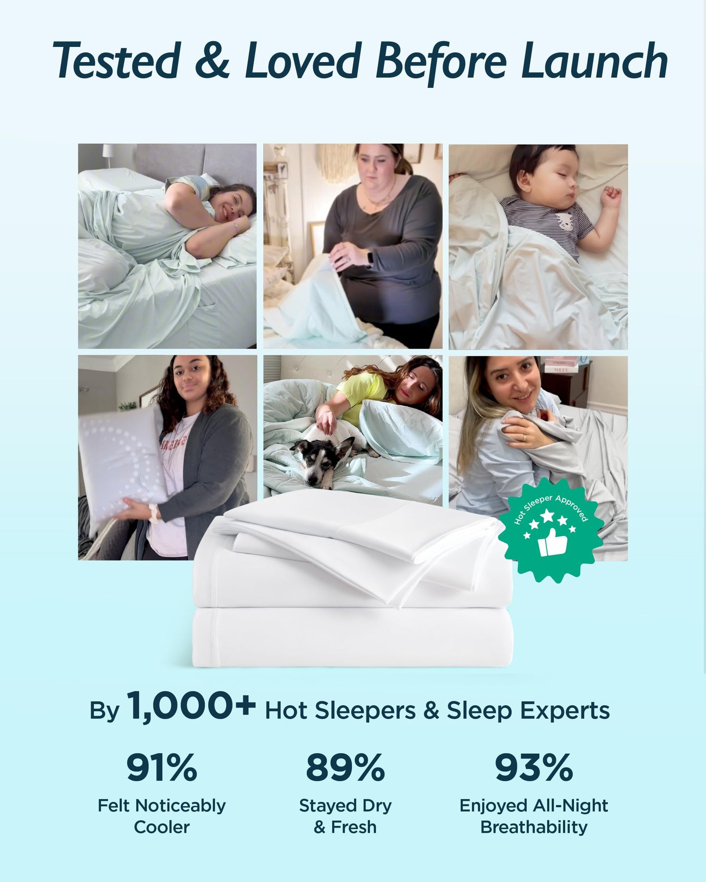 Breescape Cooling Sheet Set King Size - BlendTek™ Dry & Cool Technology for Hot Sleepers and Night Sweats, Q-Max>0.46 Tech, Deep Pocket Up to 18", 360° Elastic Band, Snow White