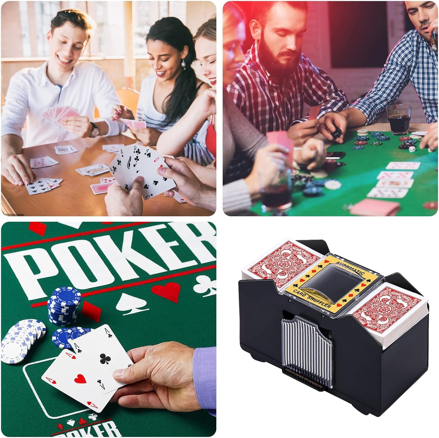Unniweei Automatic Card Shuffler, Battery-Operated Electric Shuffler, Casino Card Game for Poker, Home Card Game, UNO, Phase10, Texas Hold'em, Blackjack, Home Party Club Game