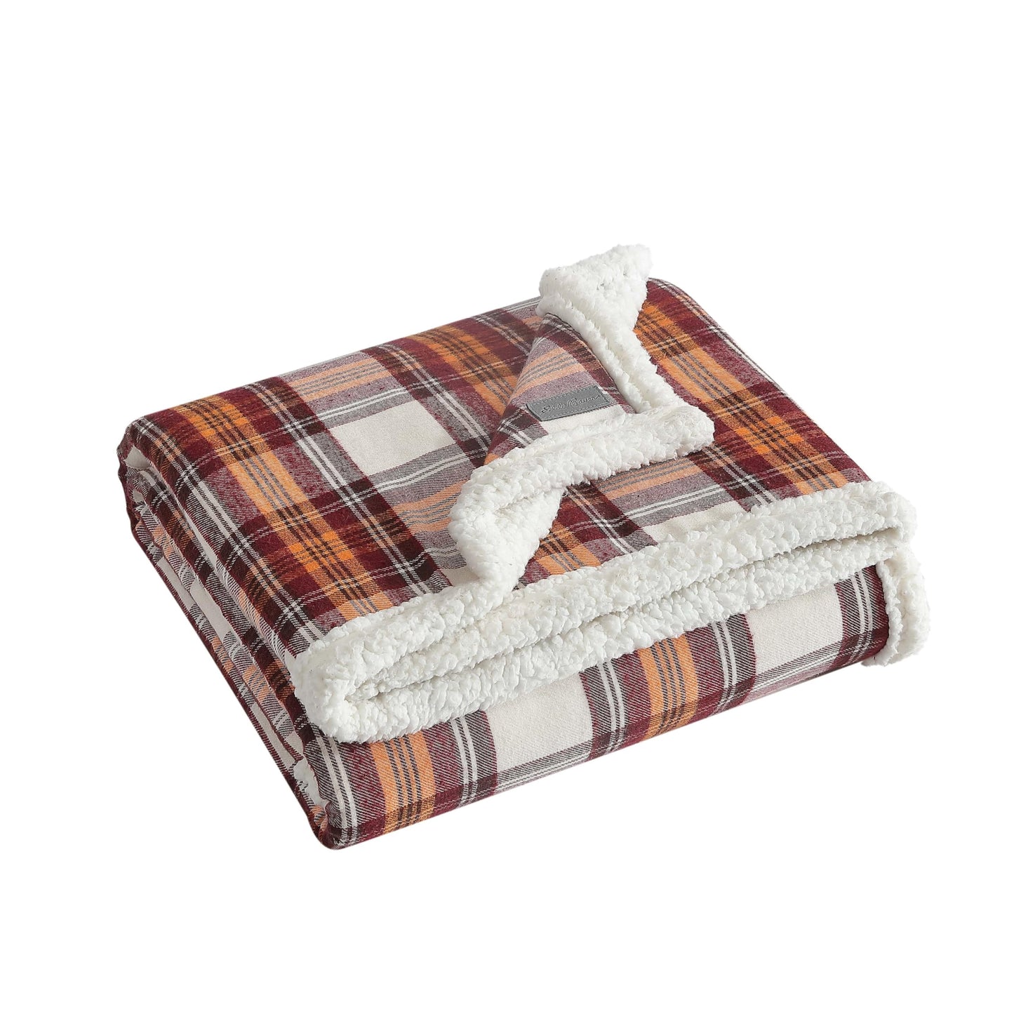 Eddie Bauer - Throw Blanket, Reversible Sherpa Fleece Bedding, Home Decor for All Seasons (Edgewood Red, Throw)