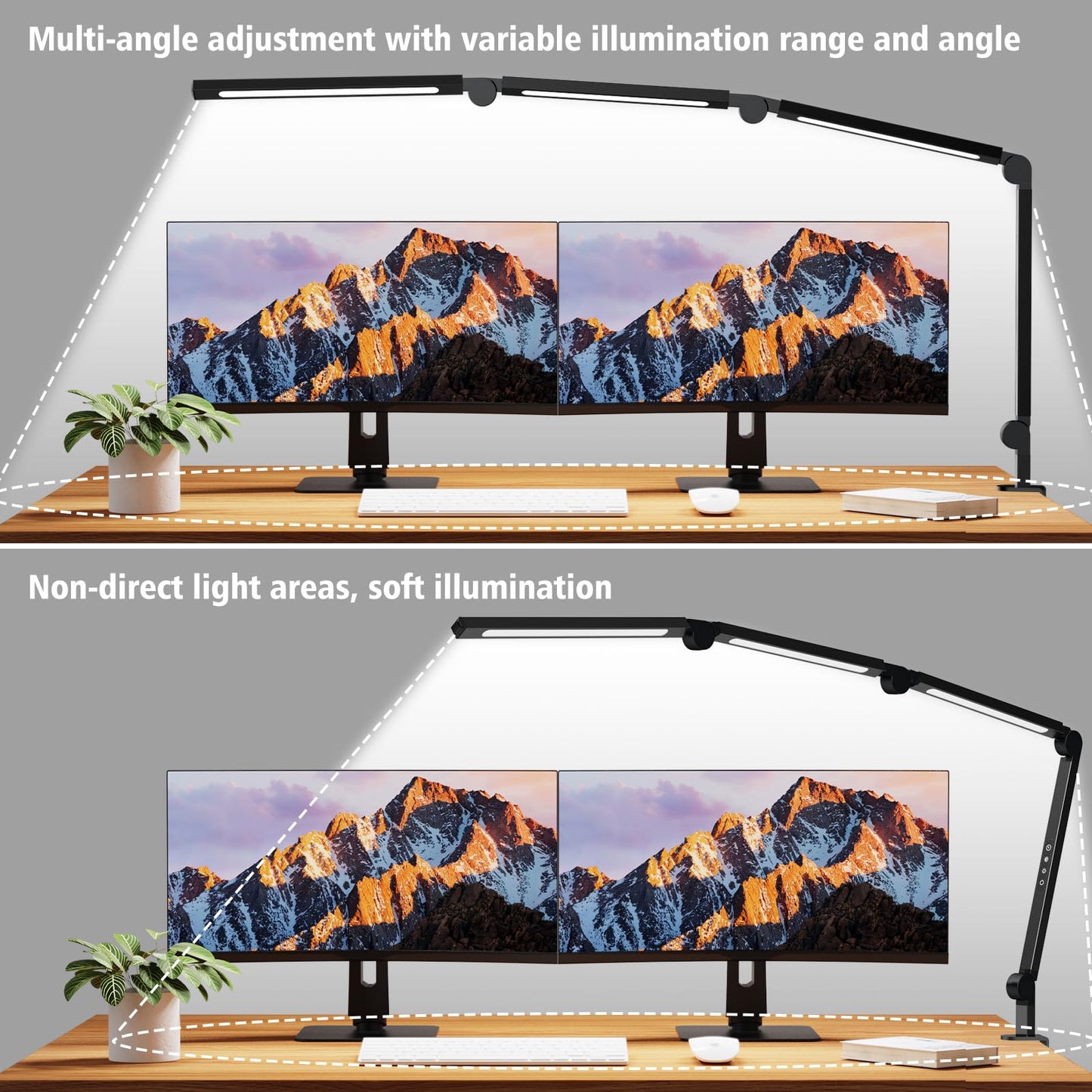 LED Desk Lamp with Clamp,Adjustable Swing Arm Desk Lamps for Home Office,Dimmable Tempering Eye Care Desk Light Bright Modern Led Table Lamp for Nail Tech Architect,Flexible Tall Task Table Light