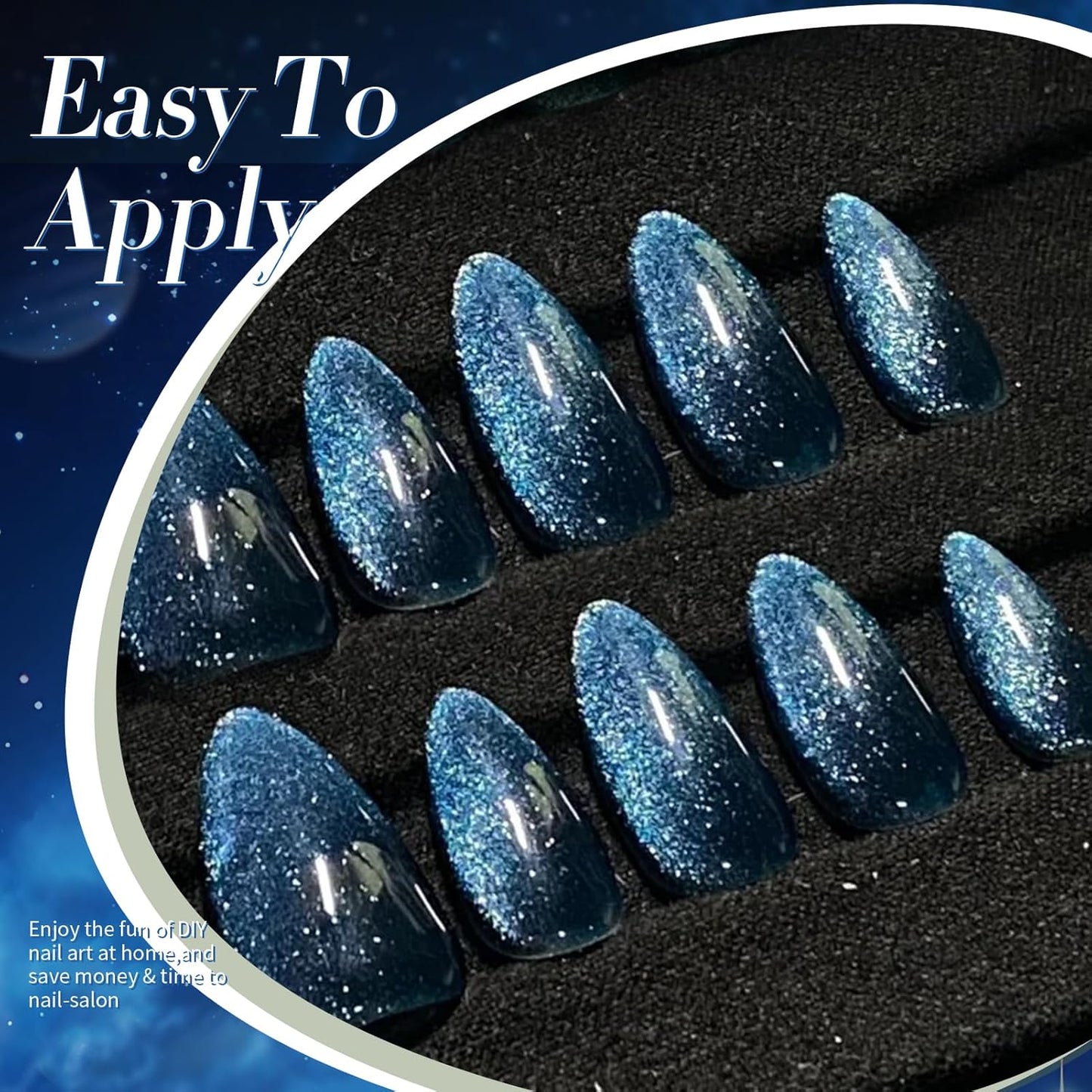 Born Pretty Cat Magnetic Eye Gel Nail Polish, Royal Blue Glitter Cat Magnetic Gel Nail Polish, Holographic Magnetic Nail Polish for Nail Art Manicure Salon DIY at Home 15ML