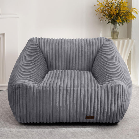 HABUTWAY Bean Bag Chair, Giant Bean Bag Chairs for Adults and Kids, Bean Bag Sofa, Lazy Floor Sofa, Faux Fur Beanbag Chair with Armrests for Living Room Bedroom (Grey)