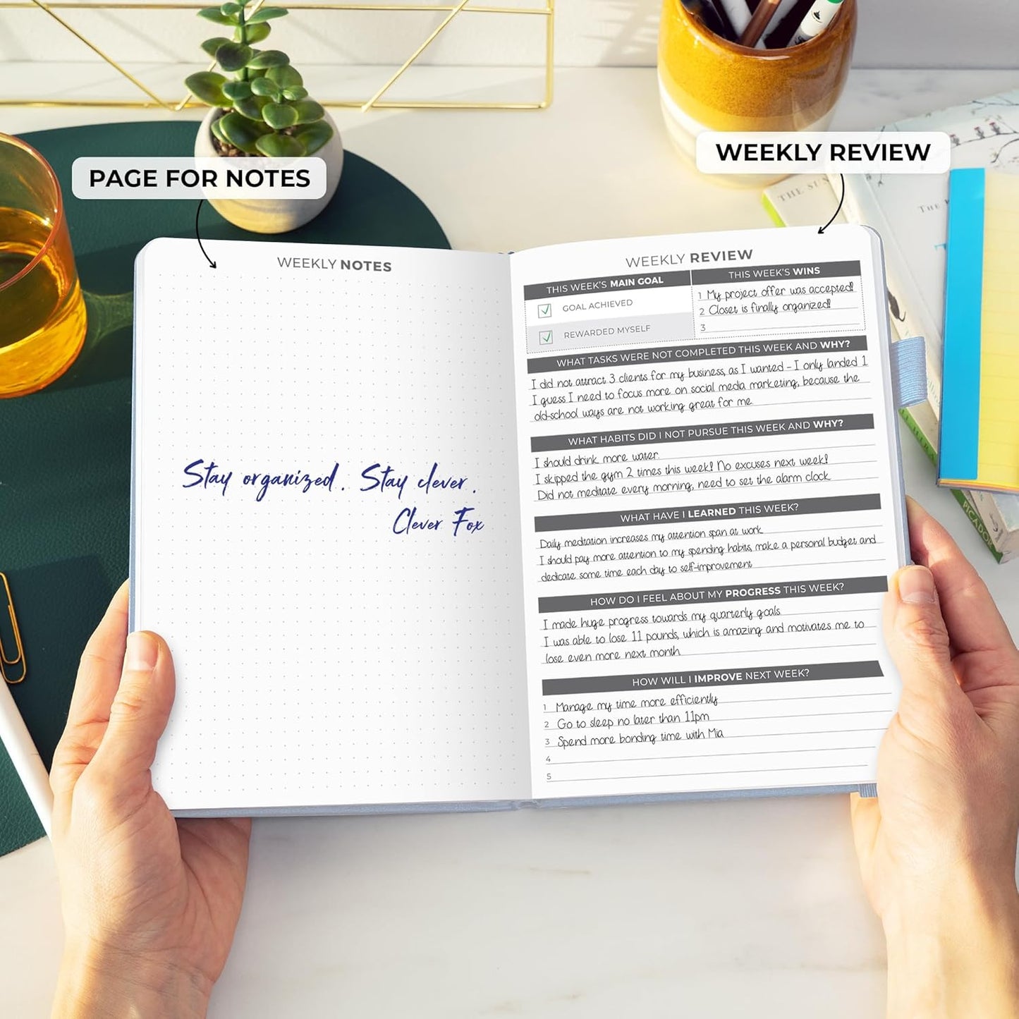 Clever Fox Daily Planner – Undated Planning Notebook with Hourly Schedule & To-Do List – Personal Day Task & Work Organizer, 6 Months (Periwinkle)