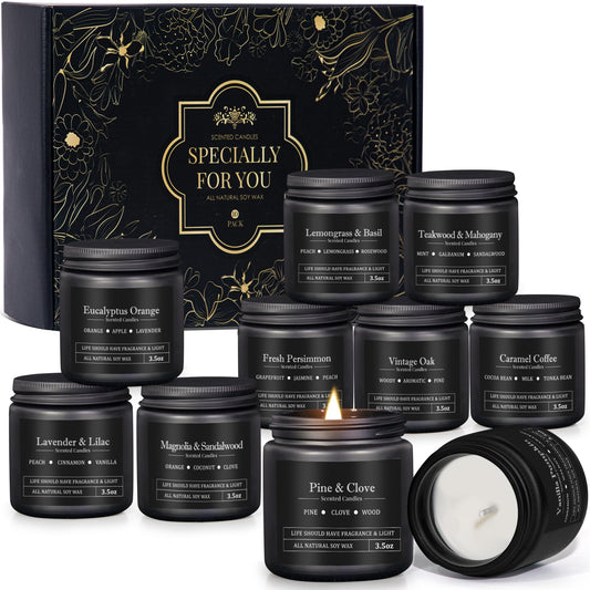 10 Pack Scented Candles for Men, Men Candle Gifts Set, Candles for Home Scented, Aromatherapy Masculine Candle Gifts Set for Man, Boyfriend, Father's Day, Birthday, 28 Oz Soy Wax, Cotton Wick