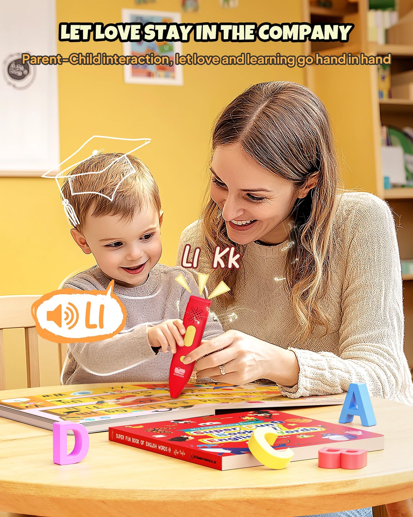 KOKODI Talking Pen Books Sets, Interactive Audio Sound Books Kids Learning Electronic Toys for Boys Girls, Autism Sensory Games, Early Educational Gifts Birthday Gifts for Toddlers Kids Age 2 3 4 5