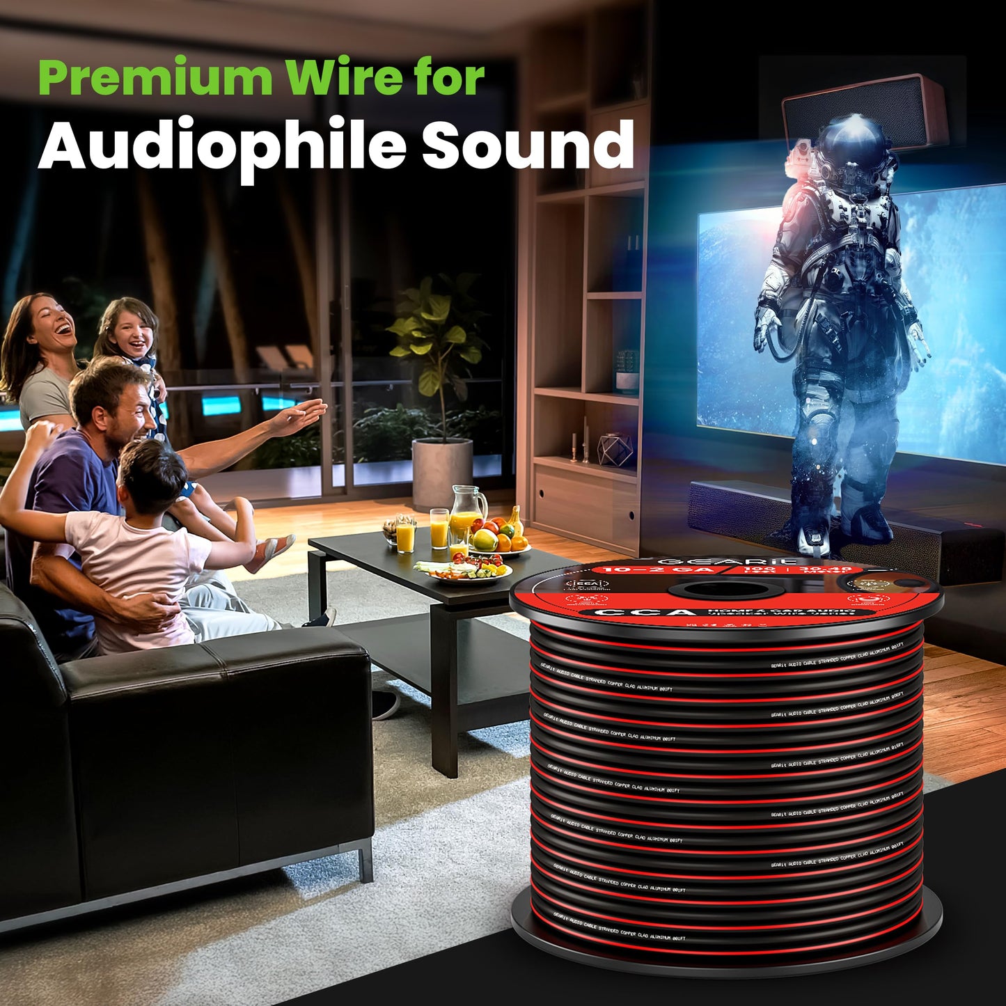 14AWG Speaker Wire, GearIT Pro Series 14 AWG Gauge Speaker Wire Cable (100 Feet / 30.48 Meters) Great Use for Home Theater Speakers and Car Speakers Black
