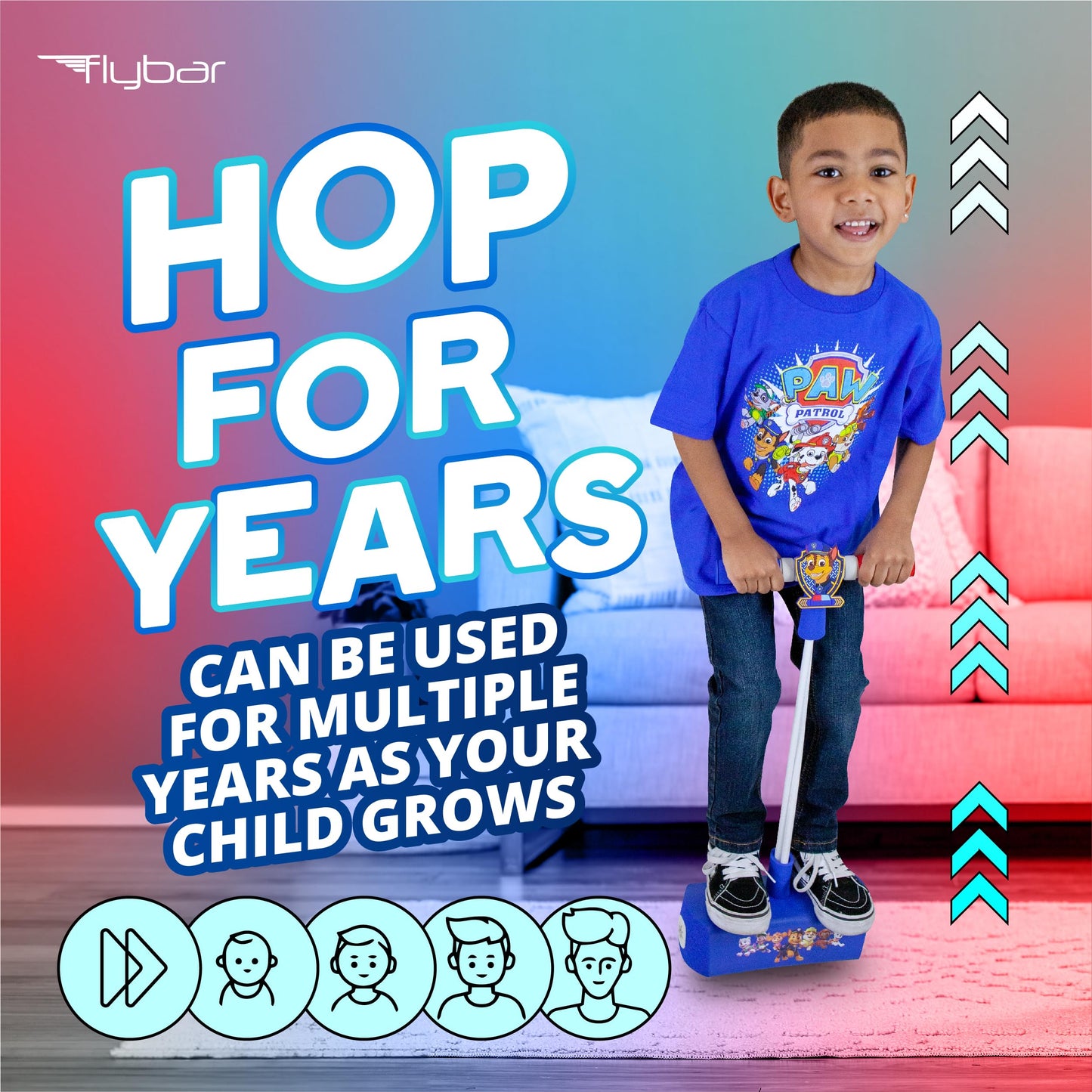 Flybar My First Foam Pogo Jumper for Kids Fun and Safe Pogo Stick for Toddlers, Durable Foam and Bungee Jumper for Ages 3 and up, Supports up to 250lbs (Paw Patrol Chase)