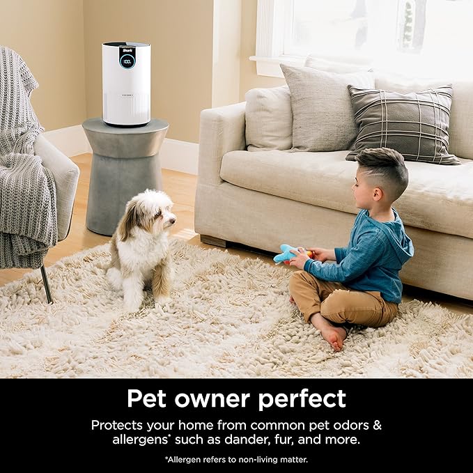 Shark Air Purifiers for Bedroom, Office, Dorm, Small Room, HEPA Air Filter, Odor Eliminator, Covers Up To 500 SQ FT, Air Filtration Removes Smoke, Dust, Allergens, Pet Dander, and Pollutants, HP102