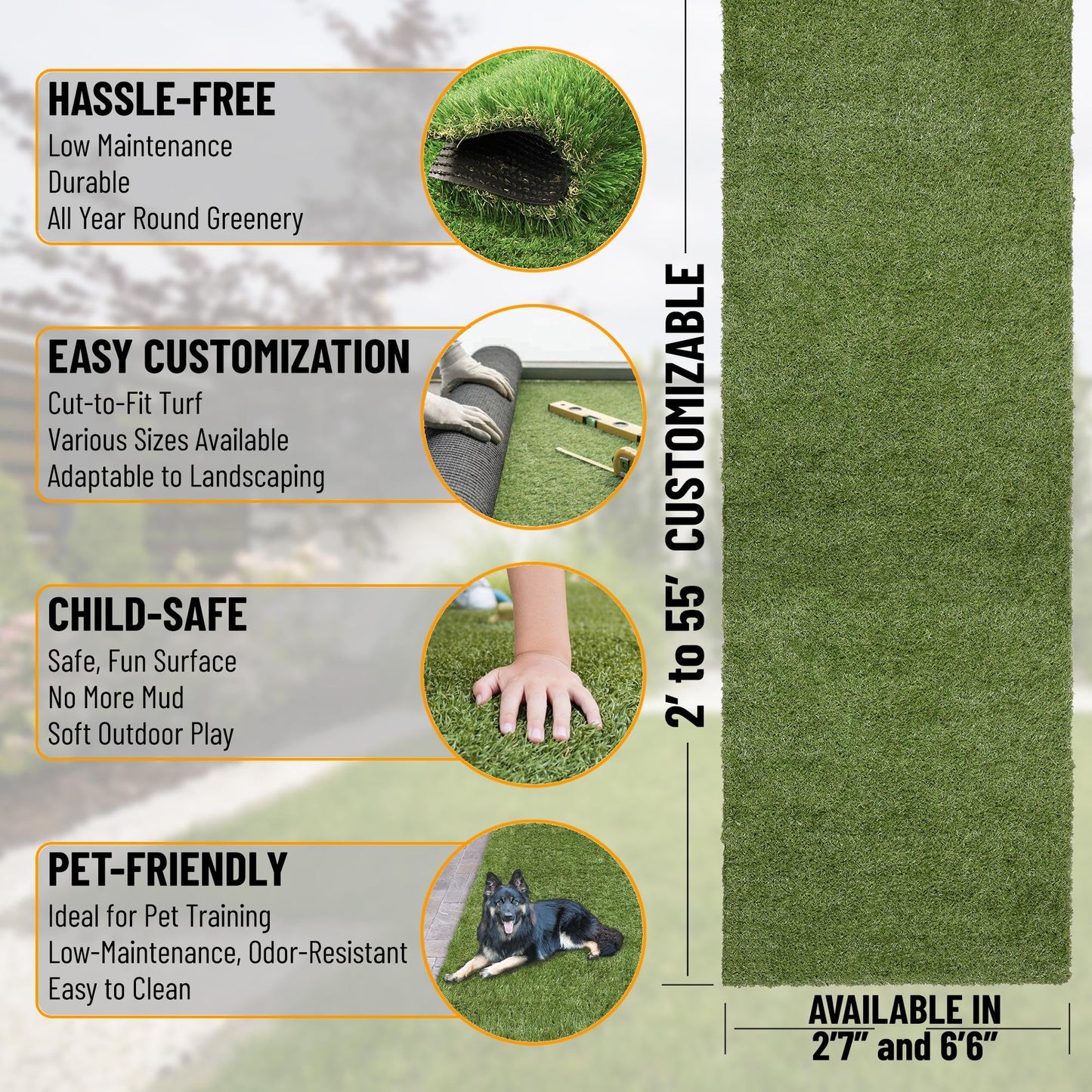 Ottomanson Artificial Grass Puppy Potty Training Pad, 2'7" x 4' Reusable Pee Pad for Small Pets and Dogs