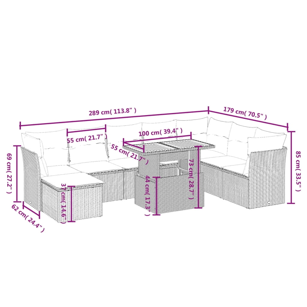 vidaXL Garden Sofa Set Black